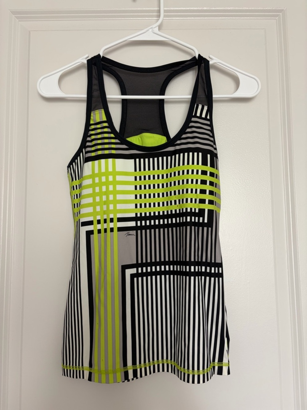 NWT Trina Turk Striped Citron Activewear Racerback Tennis Tank Top (MSRP $76)
